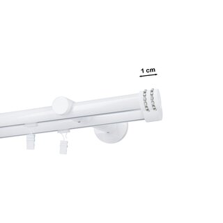 Gardinenstange Innenlauf 19/19mm 2-lufig Wandmontage Wei Glanz Vesta 200 cm