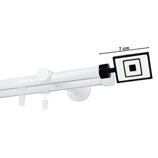 Gardinenstange Innenlauf 19/19mm 2-lufig Wandmontage Wei Glanz Prime 240 cm