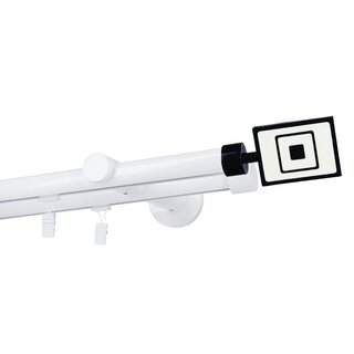 Gardinenstange Innenlauf 19/19mm 2-lufig Wandmontage Wei Glanz Prime 240 cm