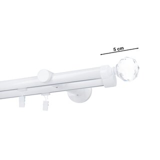 Gardinenstange Innenlauf 19/19mm 2-lufig Wandmontage Wei Glanz Pelagia 280 cm