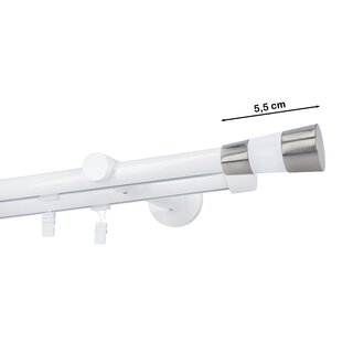 Gardinenstange Innenlauf 19/19mm 2-lufig Wandmontage Wei Glanz Valeo 420 cm
